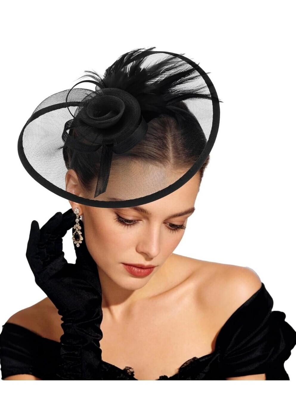 Black Feathered Fascinator Hat - Elegant Women Accessories